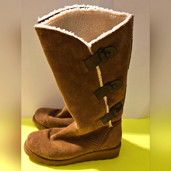 BEARPAW Womens Suede Hayden Winter Wedge Hickory II Boots Size 7 Pre-Owned - Picture 3 of 7